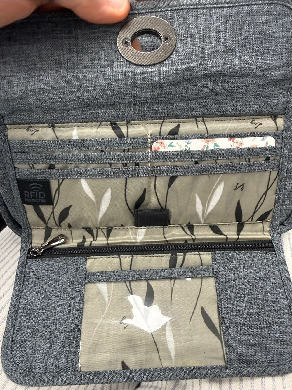 Lug Switch RFID Crossbody Wallet Bag in a heather grey